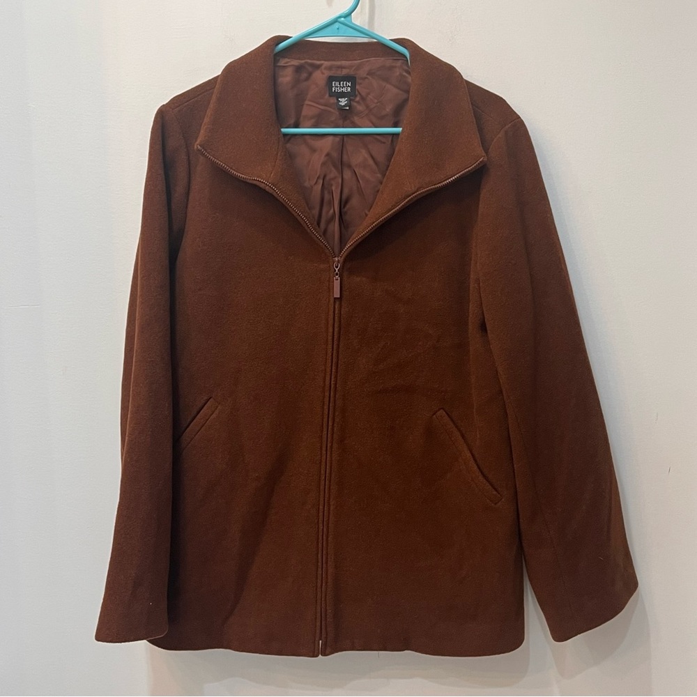 Vintage Eileen Fisher 100% brown Wool Jacket sz Medium